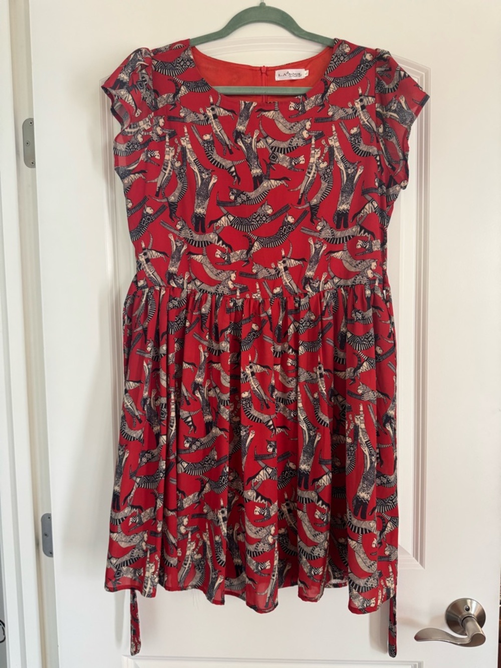 Red Zebra-Print Short Sleeve Mini Dress